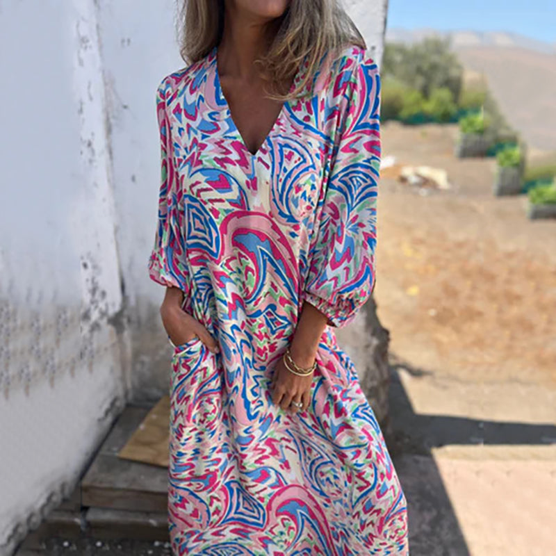 🌸Summer Specials🌸Women's Abstract Pattern Bohe Maxi Dress