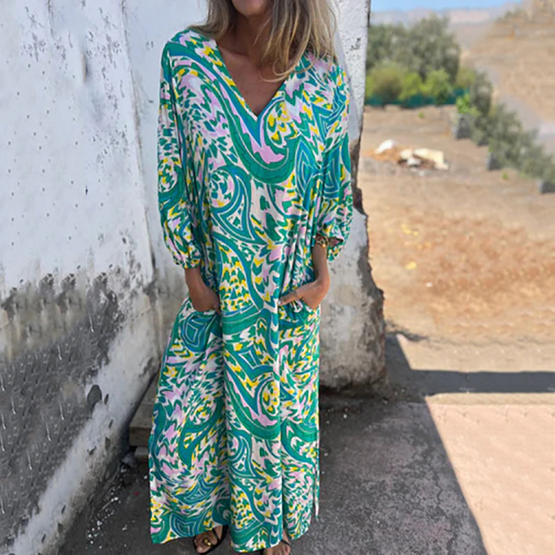 🌸Summer Specials🌸Women's Abstract Pattern Bohe Maxi Dress