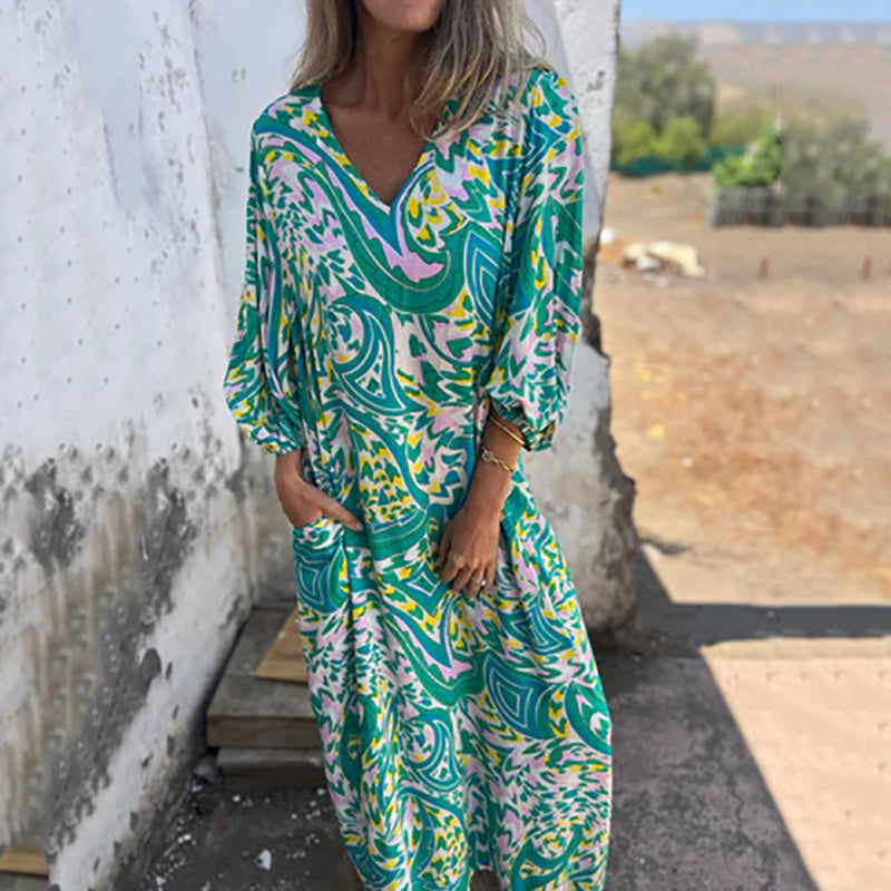 🌸Summer Specials🌸Women's Abstract Pattern Bohe Maxi Dress